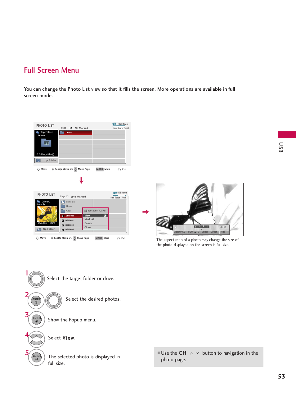 Full screen menu | LG 42PQ30C User Manual | Page 57 / 371
