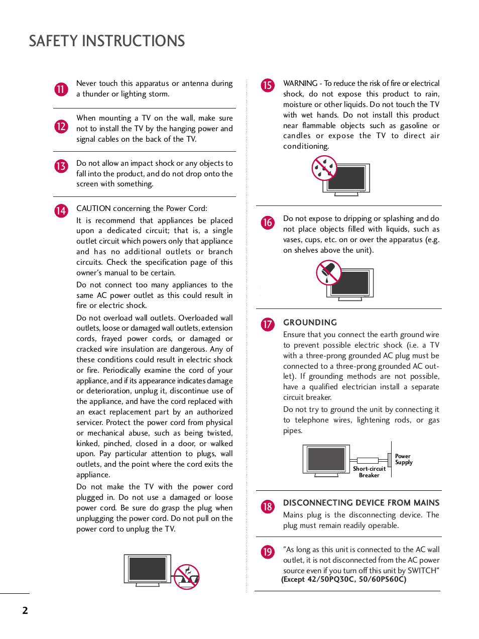 Safety instructions | LG 42PQ30C User Manual | Page 6 / 371