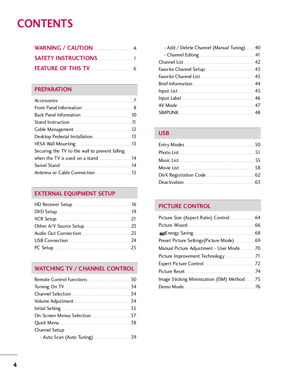 LG 42PQ30C User Manual | Page 8 / 371