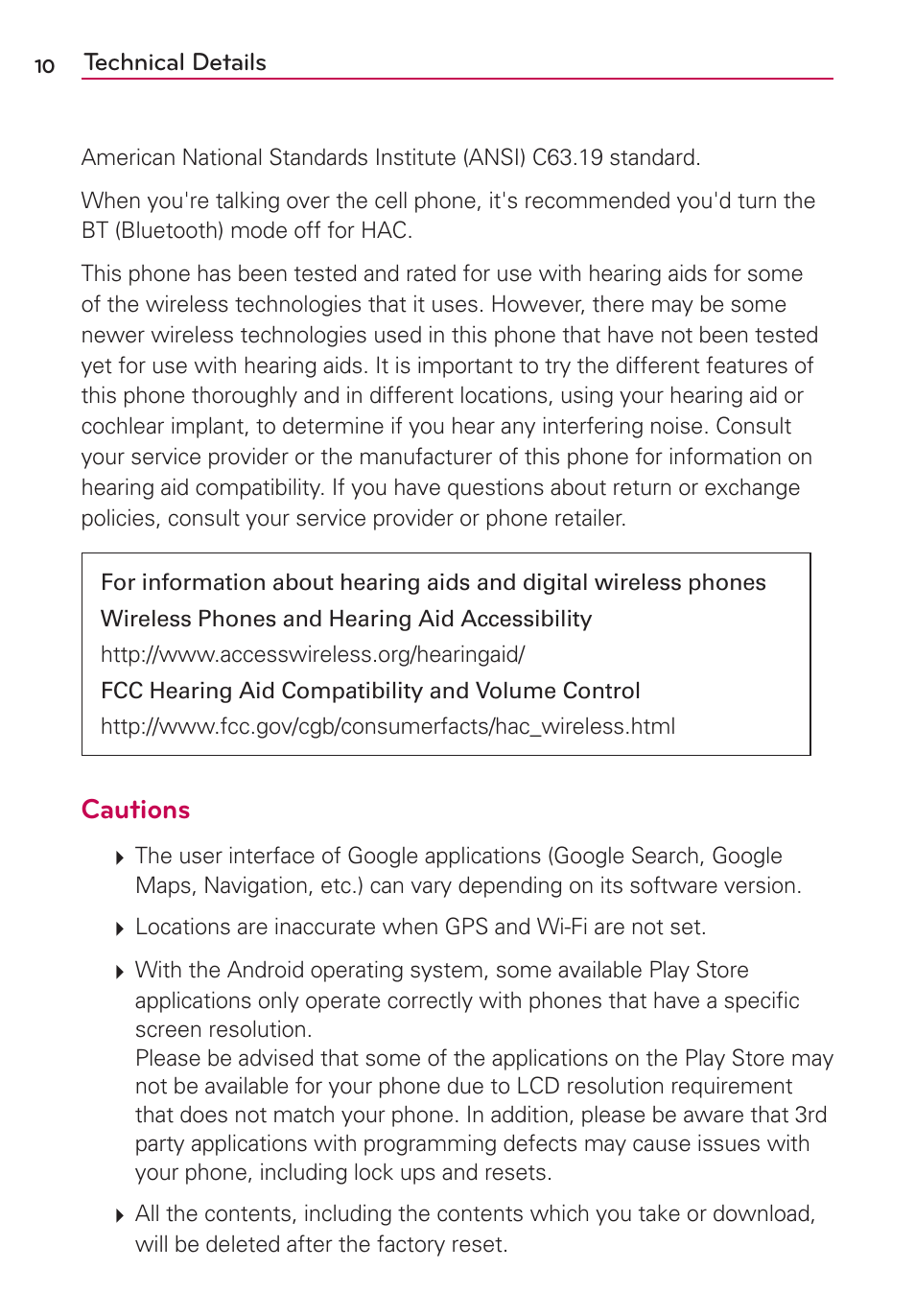 Cautions | LG VS930 User Manual | Page 12 / 198