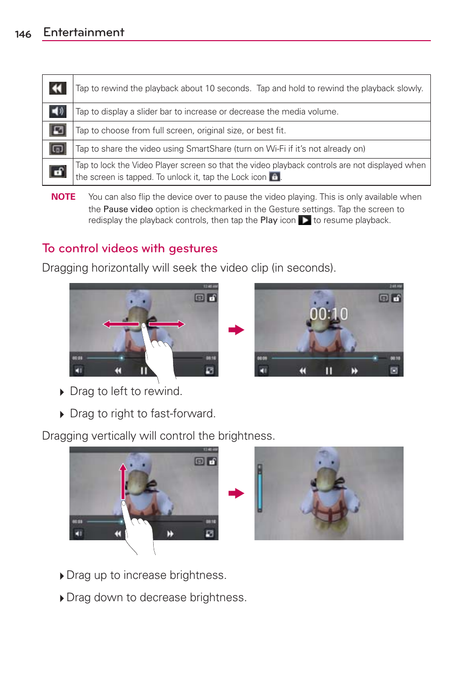 Entertainment | LG VS930 User Manual | Page 148 / 198