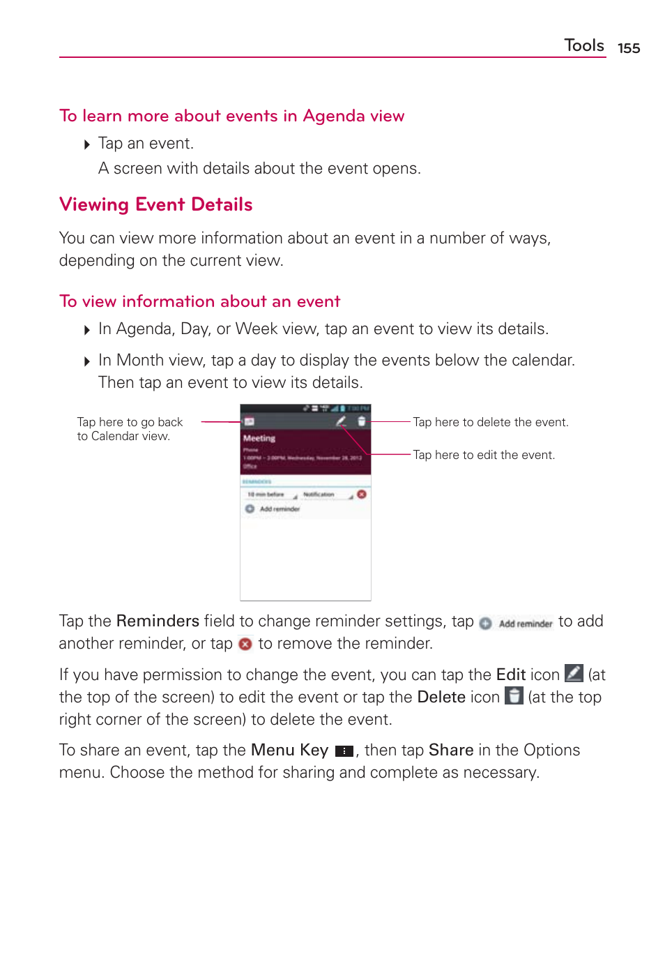 Viewing event details | LG VS930 User Manual | Page 157 / 198