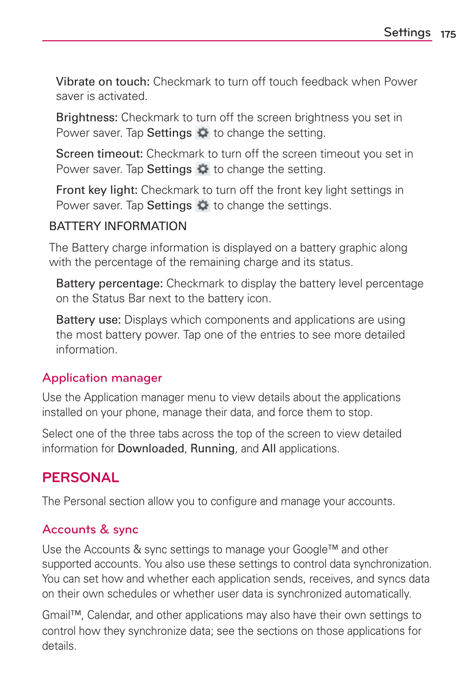 Personal | LG VS930 User Manual | Page 177 / 198