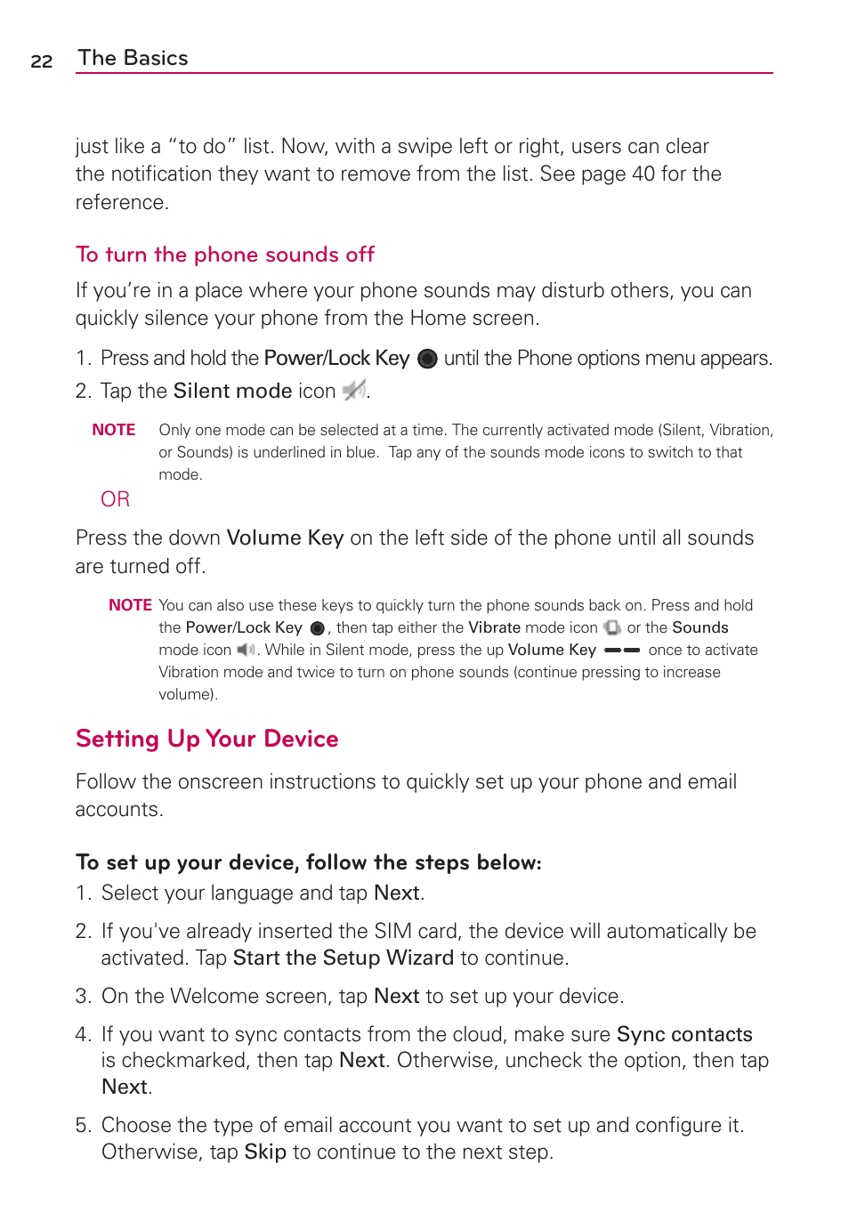 4fuujoh6q:pvs%fwjdf, The basics | LG VS930 User Manual | Page 24 / 198