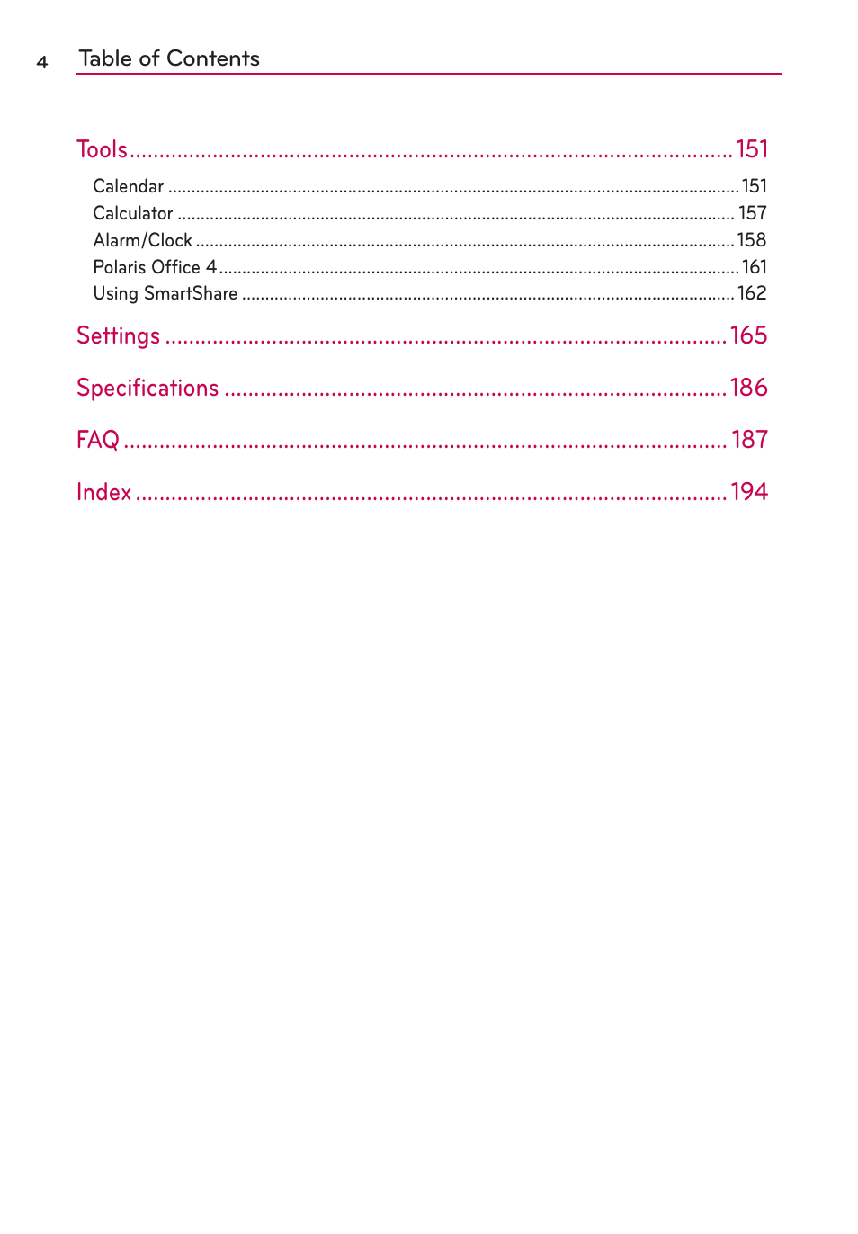 LG VS930 User Manual | Page 6 / 198