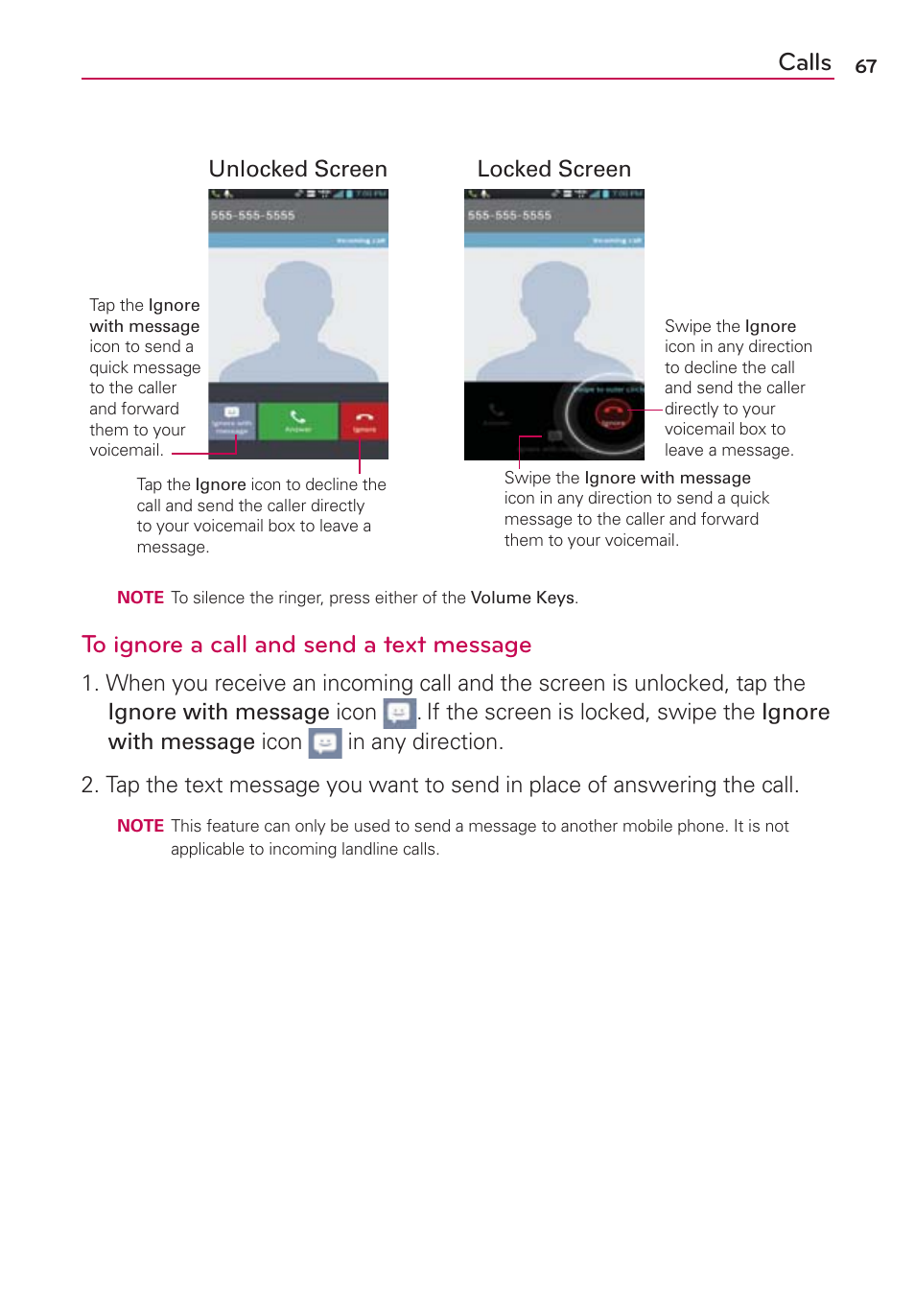 Calls | LG VS930 User Manual | Page 69 / 198