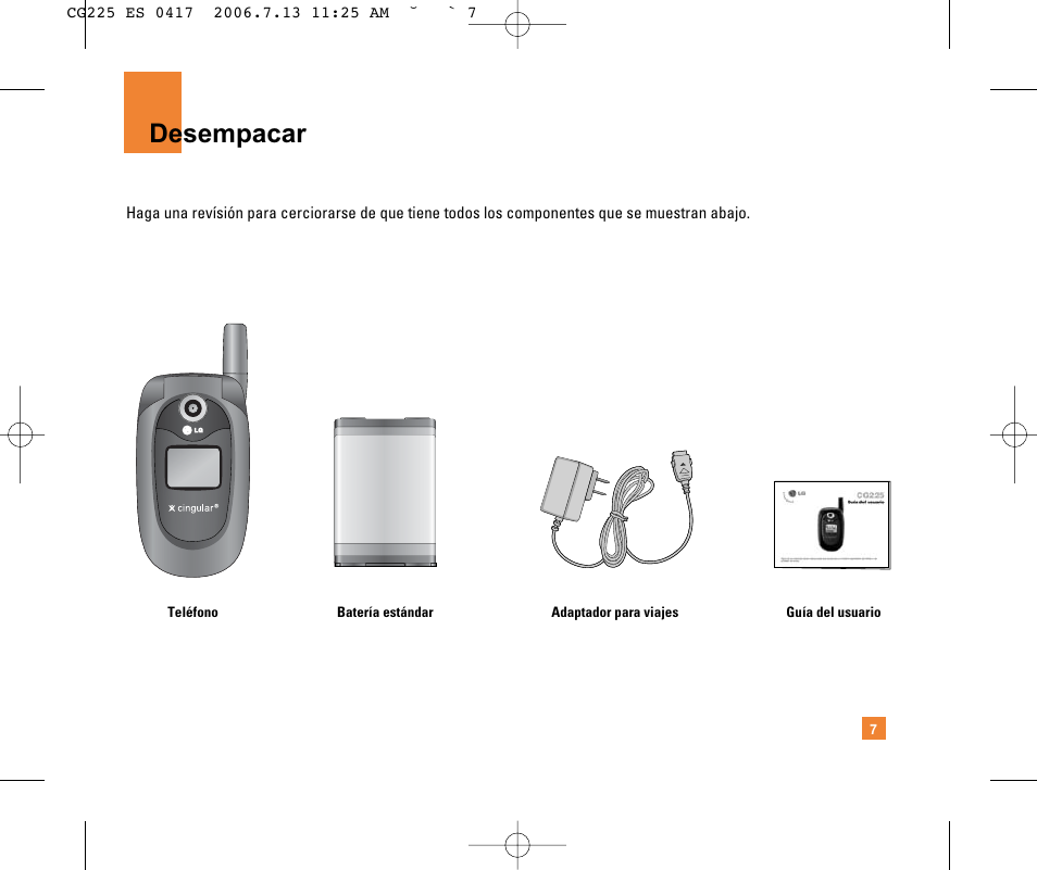 Desempacar | LG CG225 User Manual | Page 103 / 192