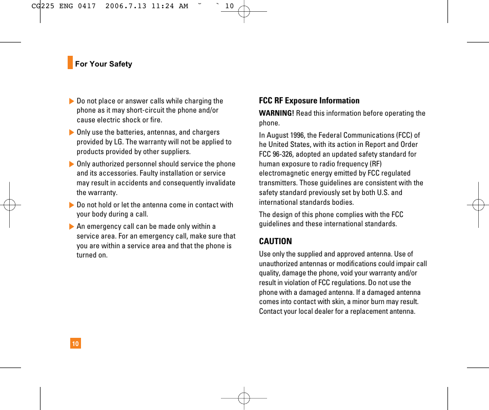 LG CG225 User Manual | Page 14 / 192