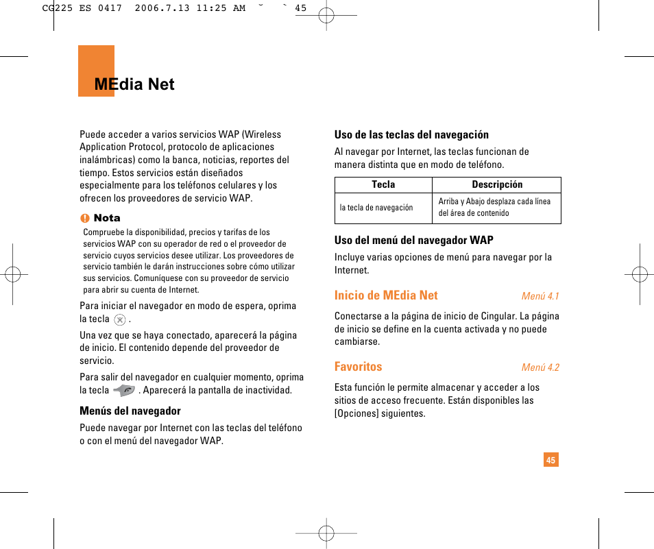 Media net | LG CG225 User Manual | Page 141 / 192