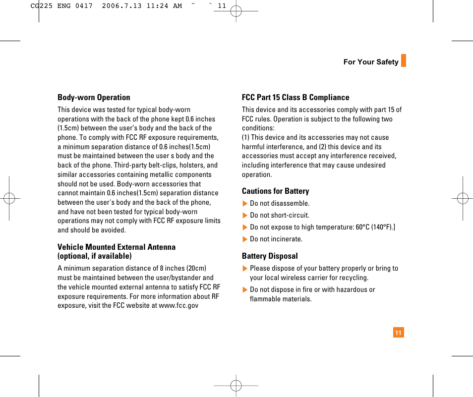 LG CG225 User Manual | Page 15 / 192