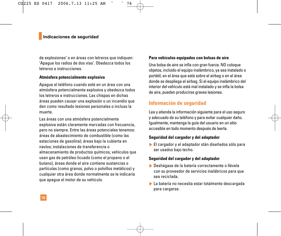 Información de seguridad | LG CG225 User Manual | Page 172 / 192