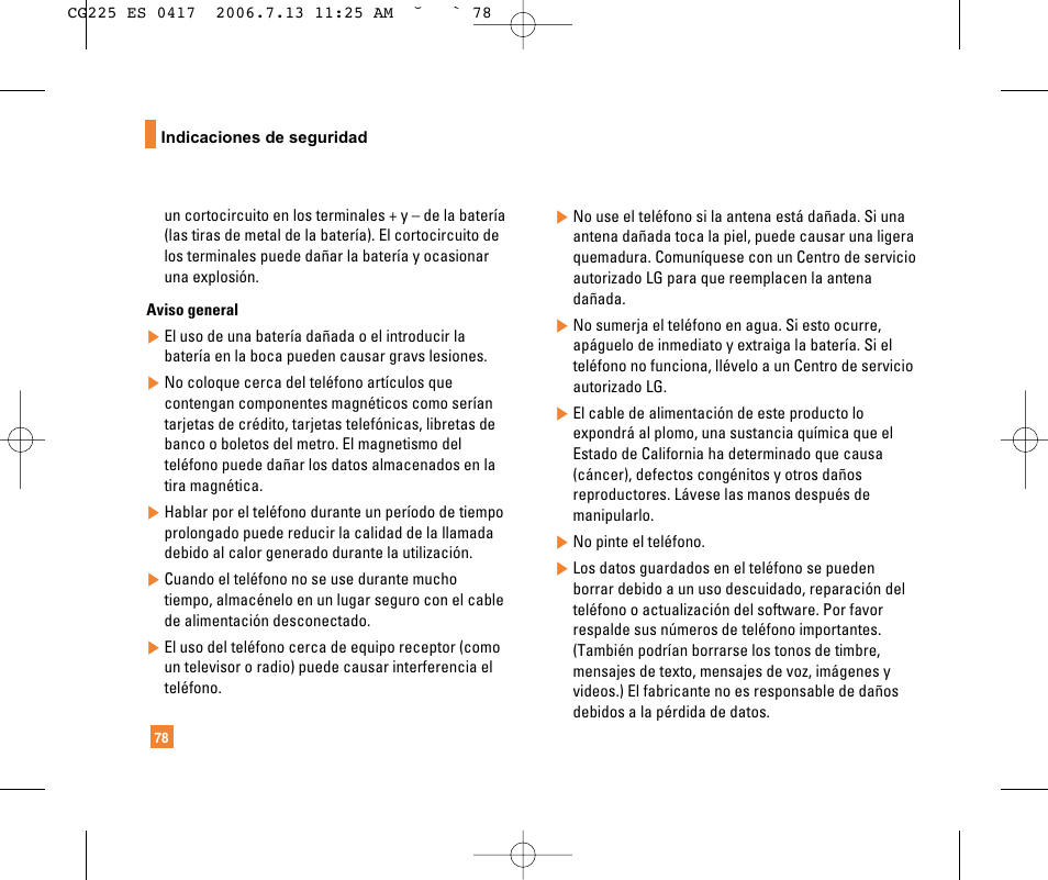 LG CG225 User Manual | Page 174 / 192