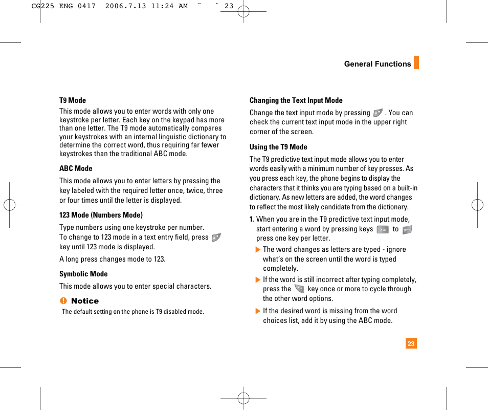 LG CG225 User Manual | Page 27 / 192