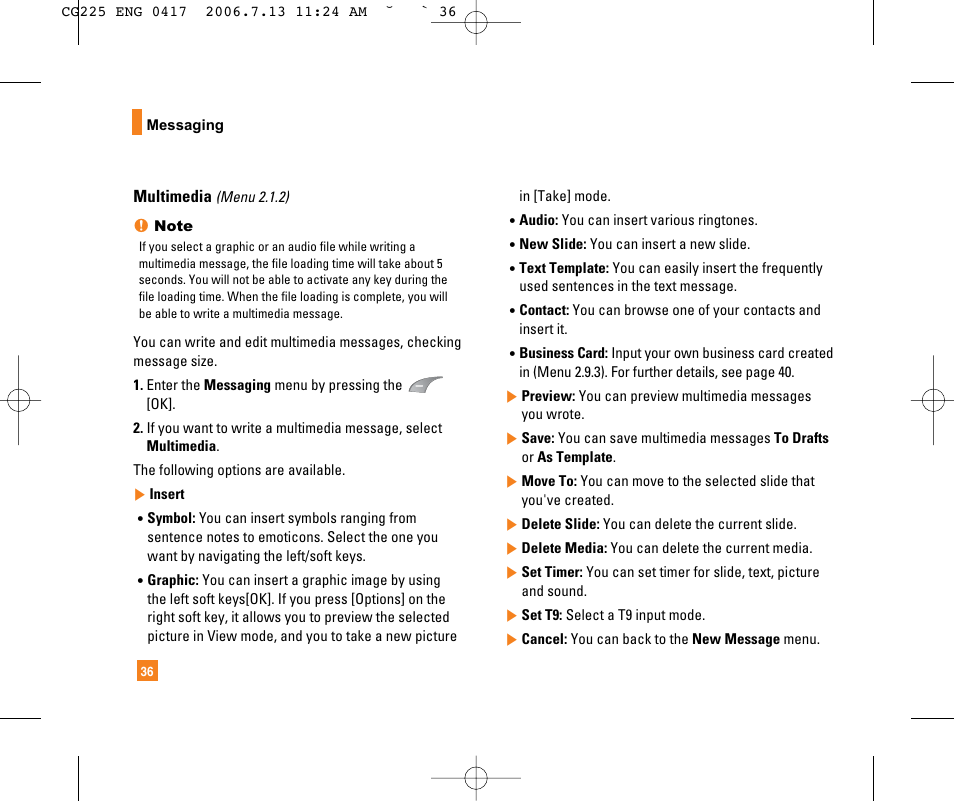 LG CG225 User Manual | Page 40 / 192