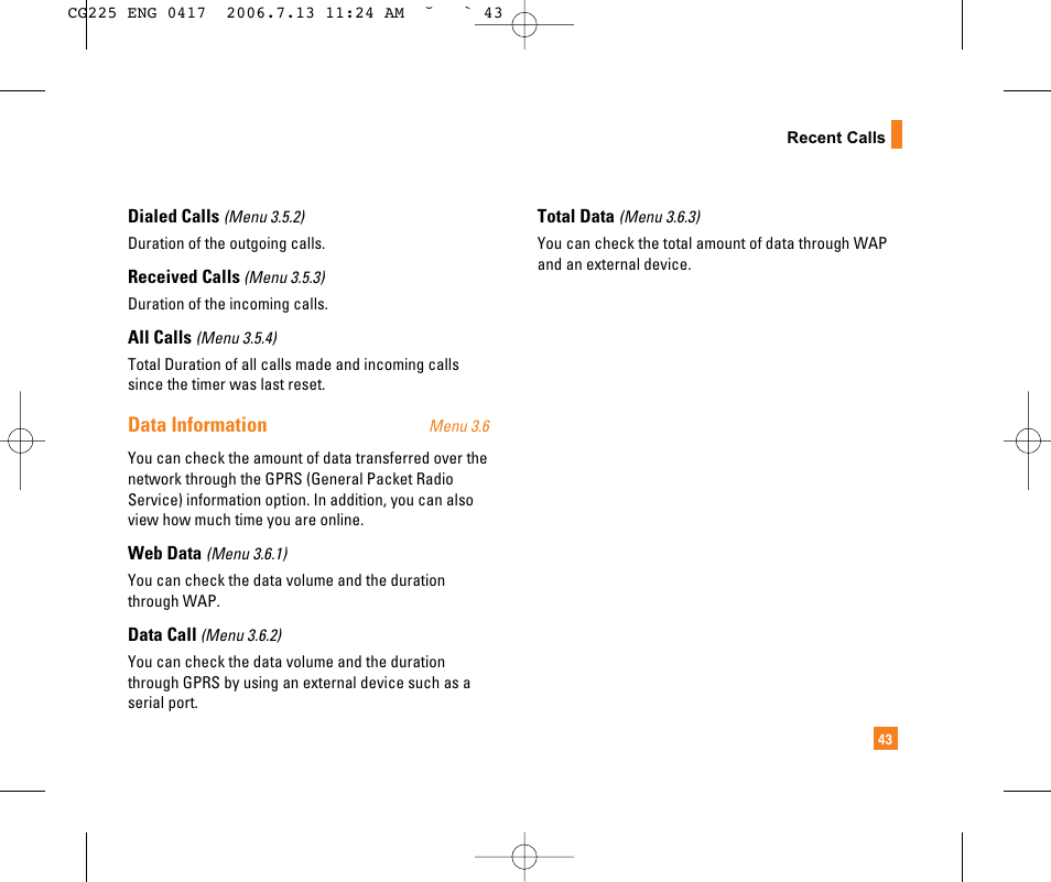 LG CG225 User Manual | Page 47 / 192