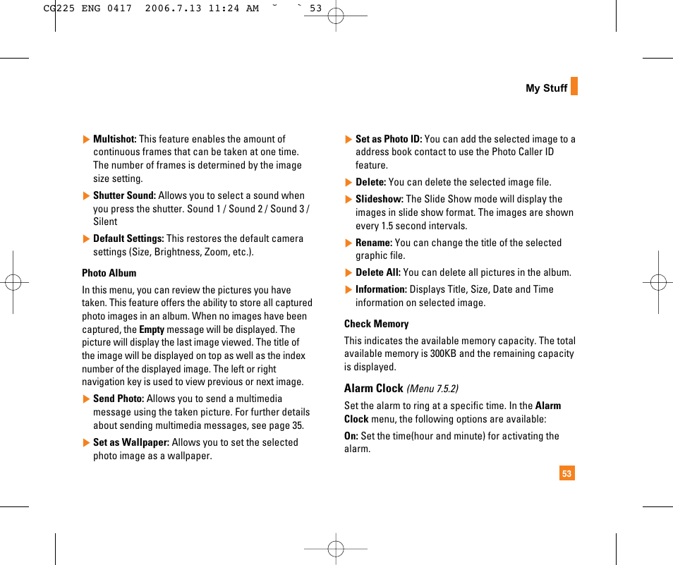 LG CG225 User Manual | Page 57 / 192