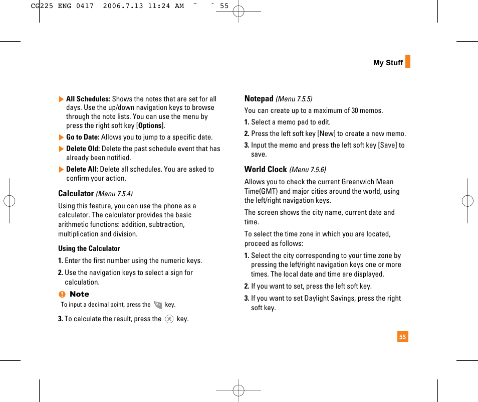 LG CG225 User Manual | Page 59 / 192