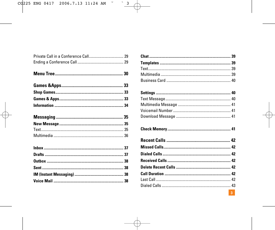 LG CG225 User Manual | Page 7 / 192