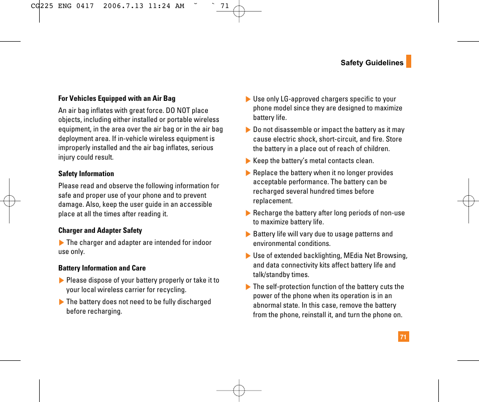 LG CG225 User Manual | Page 75 / 192