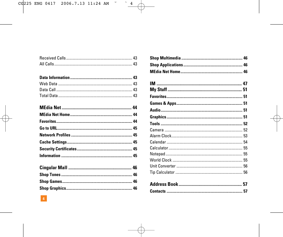 LG CG225 User Manual | Page 8 / 192