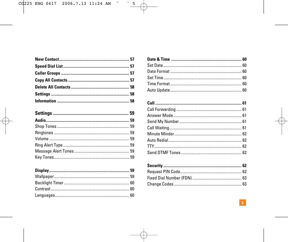 LG CG225 User Manual | Page 9 / 192