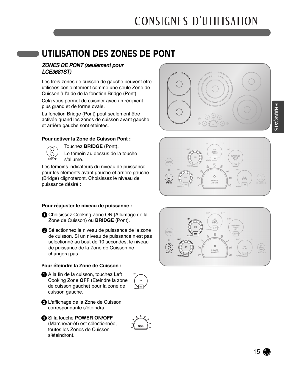 Utilisation des zones de pont | LG LCE3681ST User Manual | Page 79 / 100