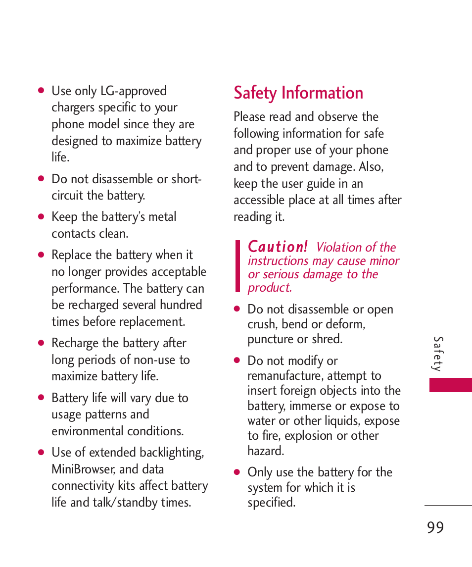 Safety information | LG UN270 User Manual | Page 101 / 282