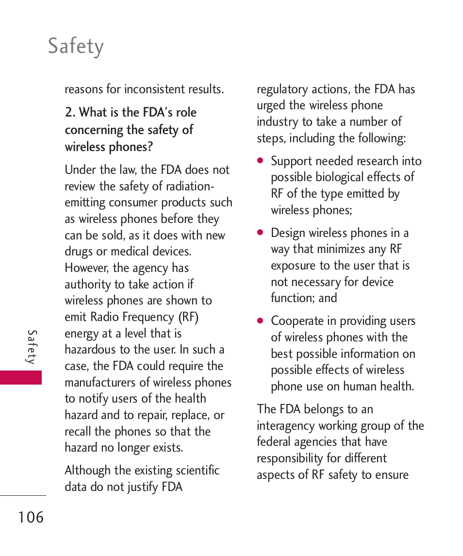 Safety | LG UN270 User Manual | Page 108 / 282