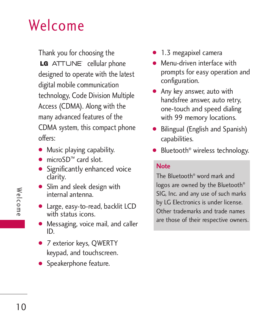 Welcome, Significantly enhanced voice clarity | LG UN270 User Manual | Page 12 / 282