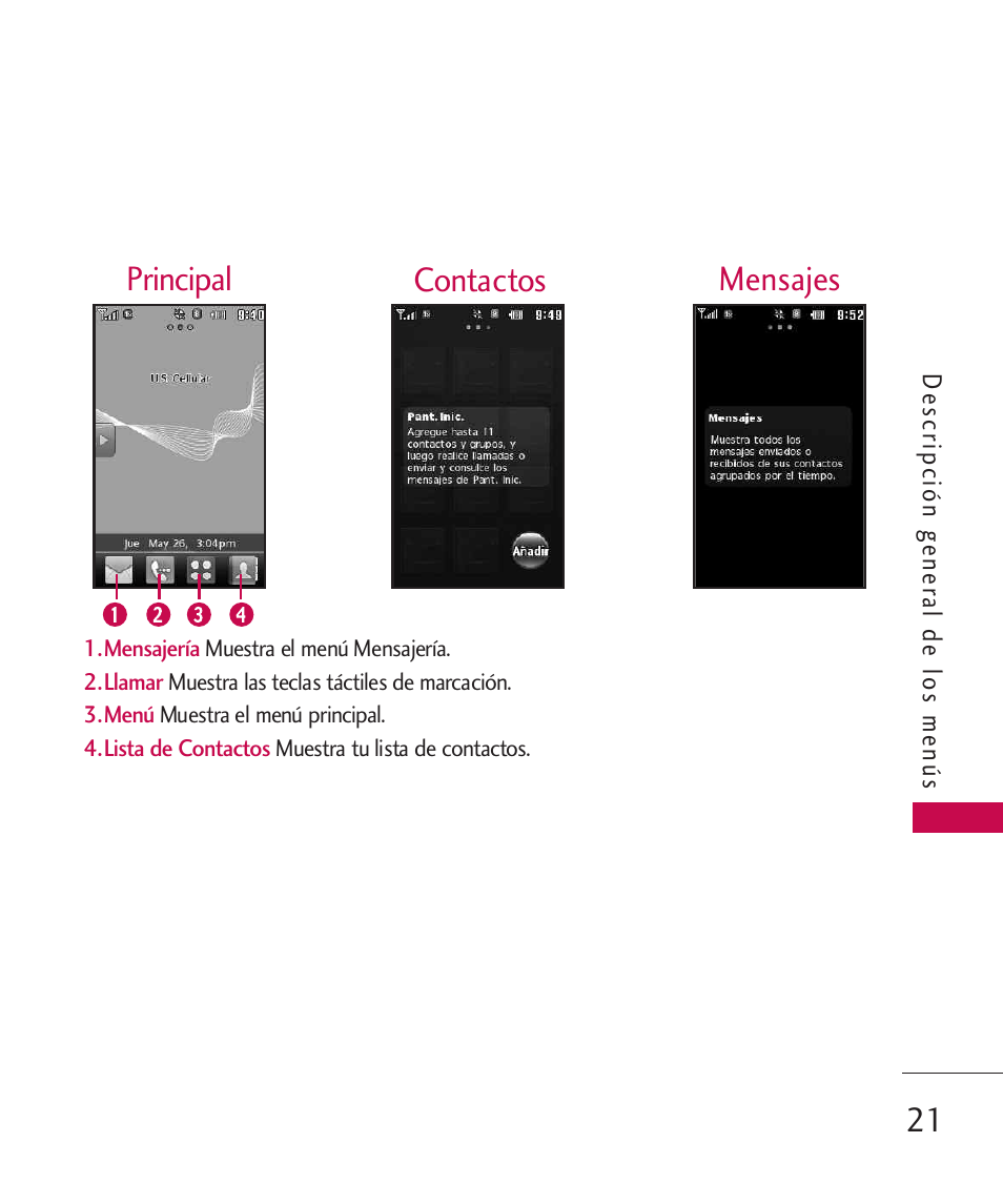 Principal mensajes contactos | LG UN270 User Manual | Page 158 / 282