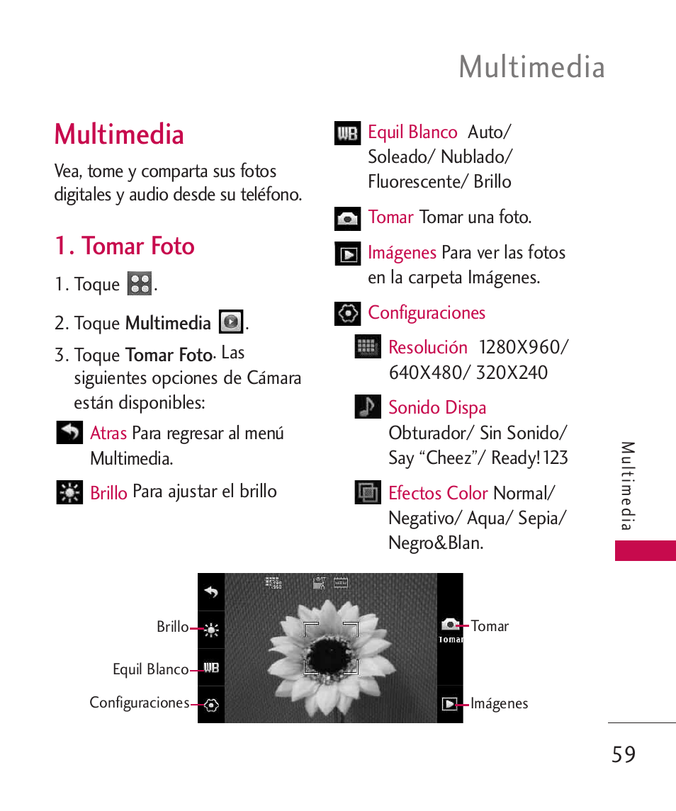 Multimedia, Tomar foto | LG UN270 User Manual | Page 196 / 282