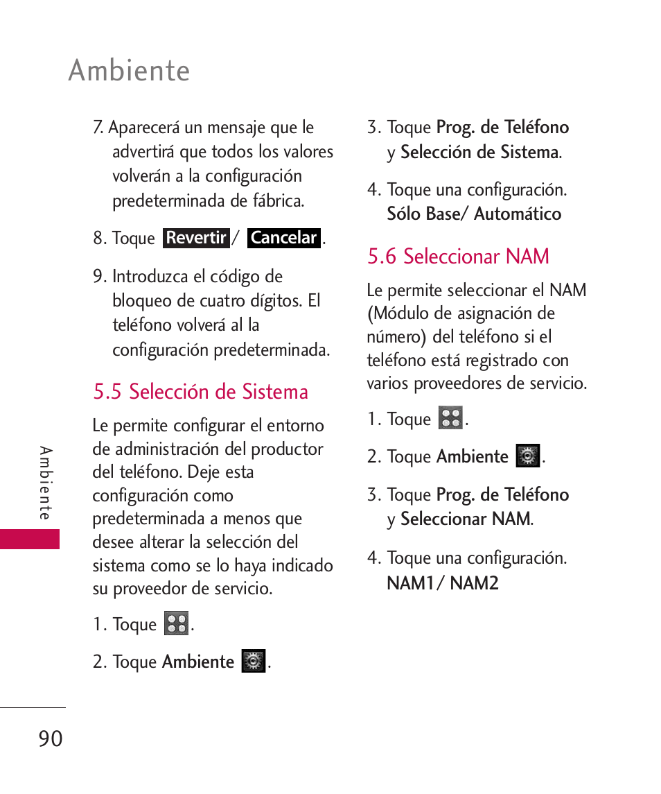 5 selecci? de sistema, 6 seleccionar nam, 5 selección de sistema | Ambiente | LG UN270 User Manual | Page 227 / 282