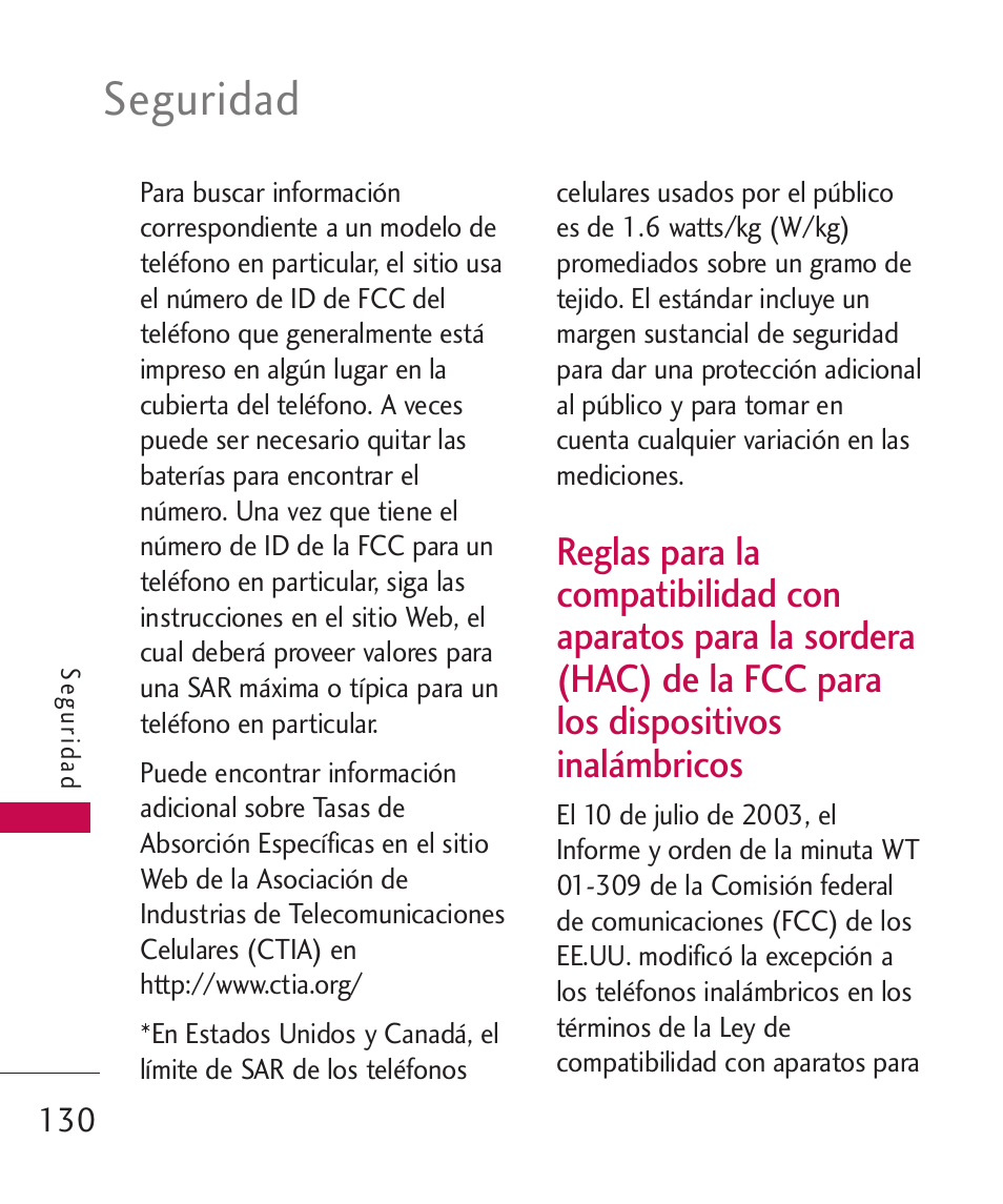 Reglas para la compatibilida, Seguridad | LG UN270 User Manual | Page 267 / 282