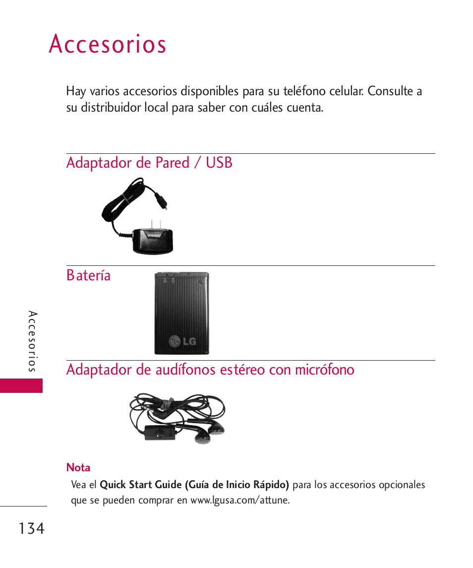 Accesorios | LG UN270 User Manual | Page 271 / 282