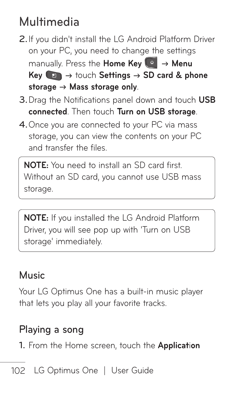 Music, Playing a song, Multimedia | LG LGP504 User Manual | Page 102 / 380