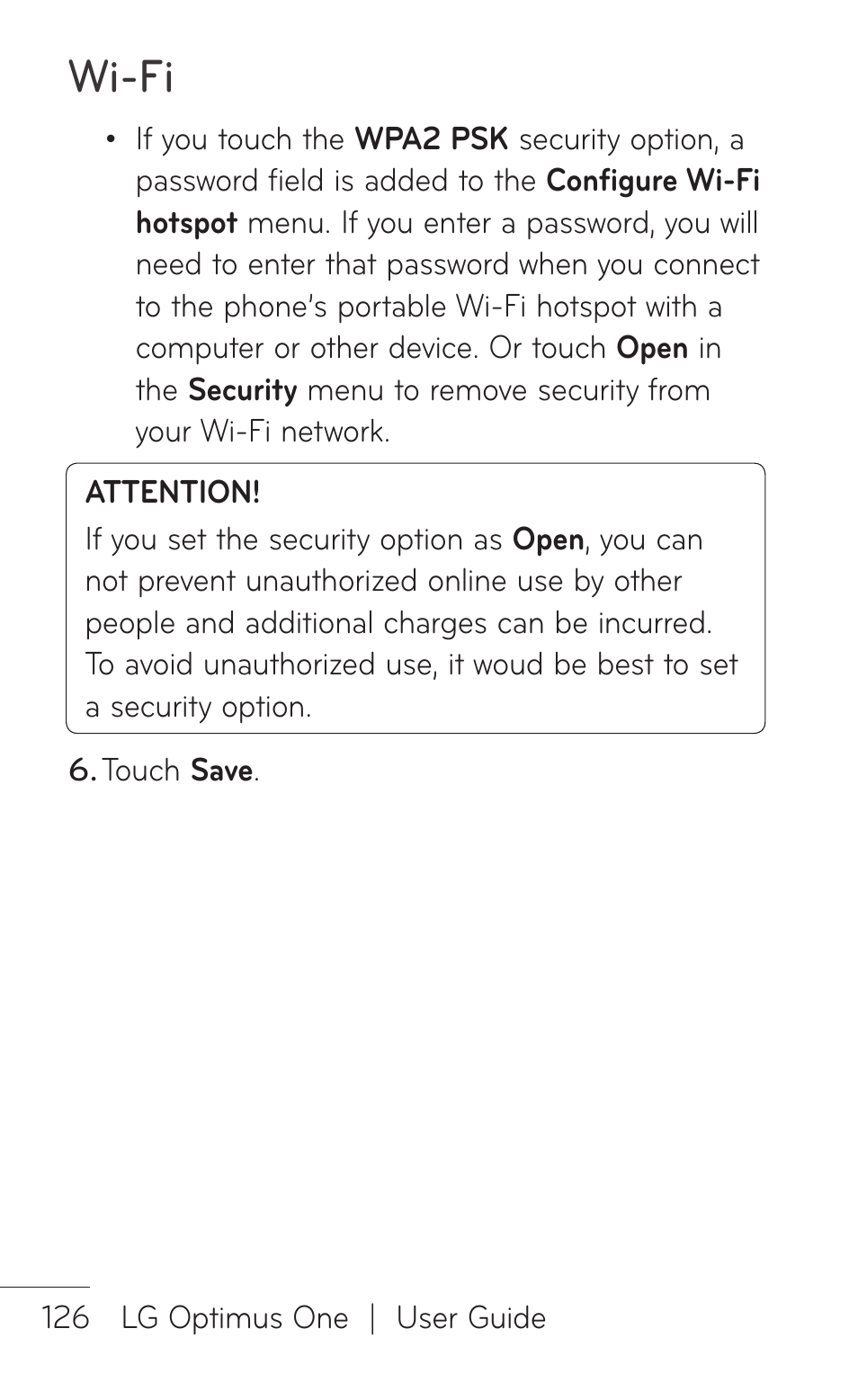 Wi-fi | LG LGP504 User Manual | Page 126 / 380