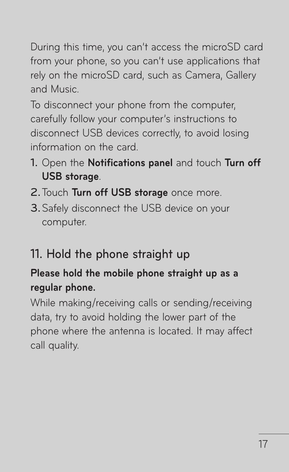 Hold the phone straight up | LG LGP504 User Manual | Page 17 / 380