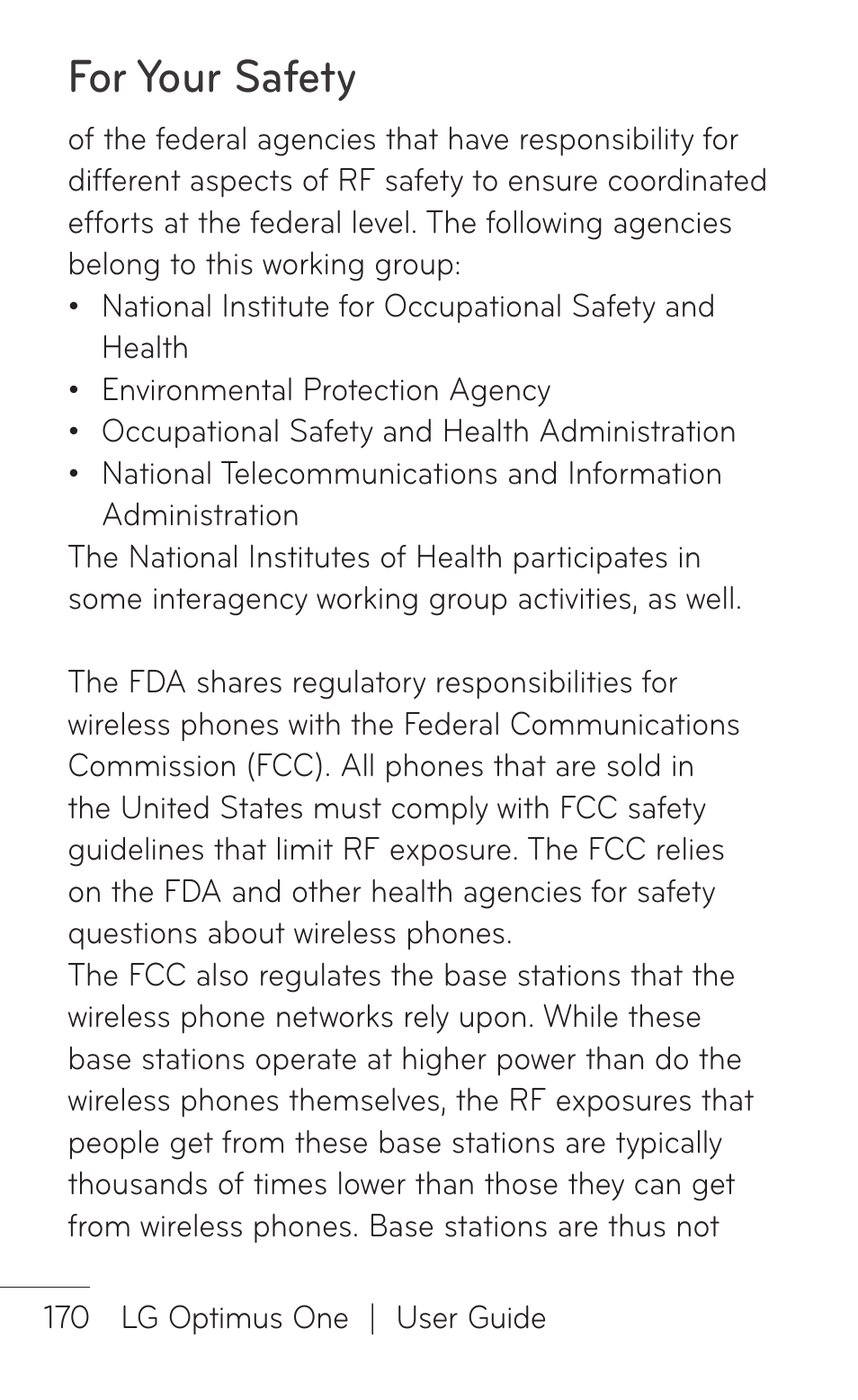 For your safety | LG LGP504 User Manual | Page 170 / 380