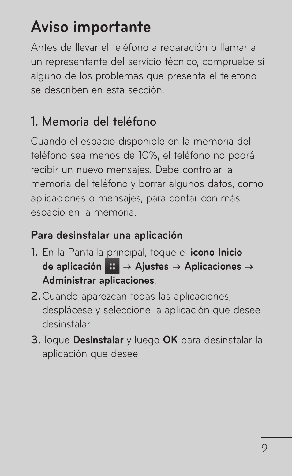 Aviso importante | LG LGP504 User Manual | Page 191 / 380