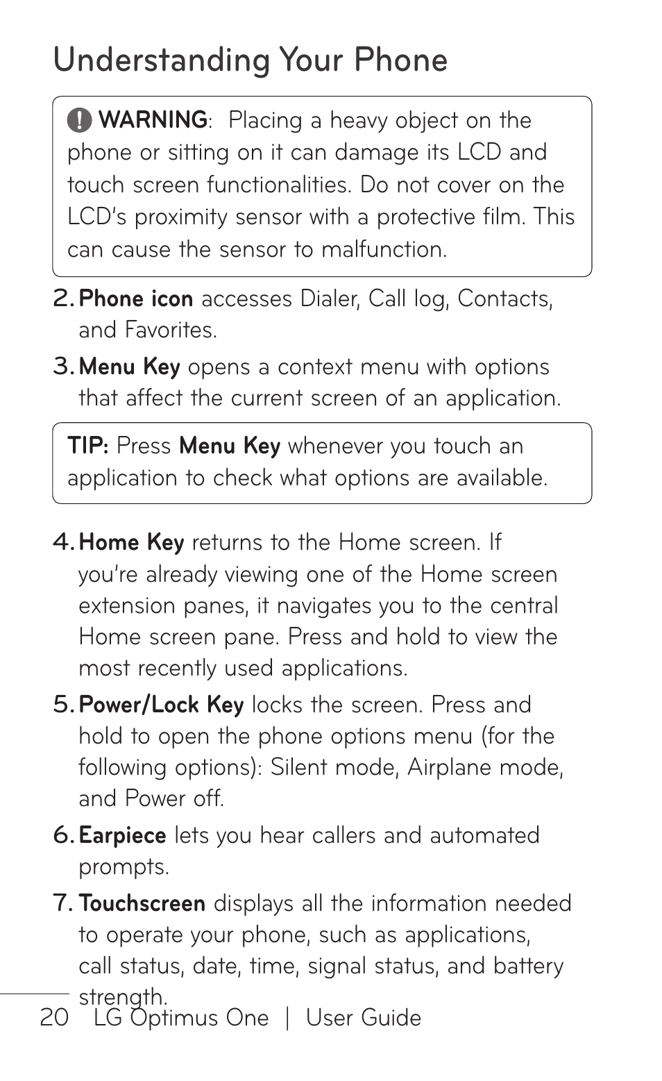 Understanding your phone | LG LGP504 User Manual | Page 20 / 380