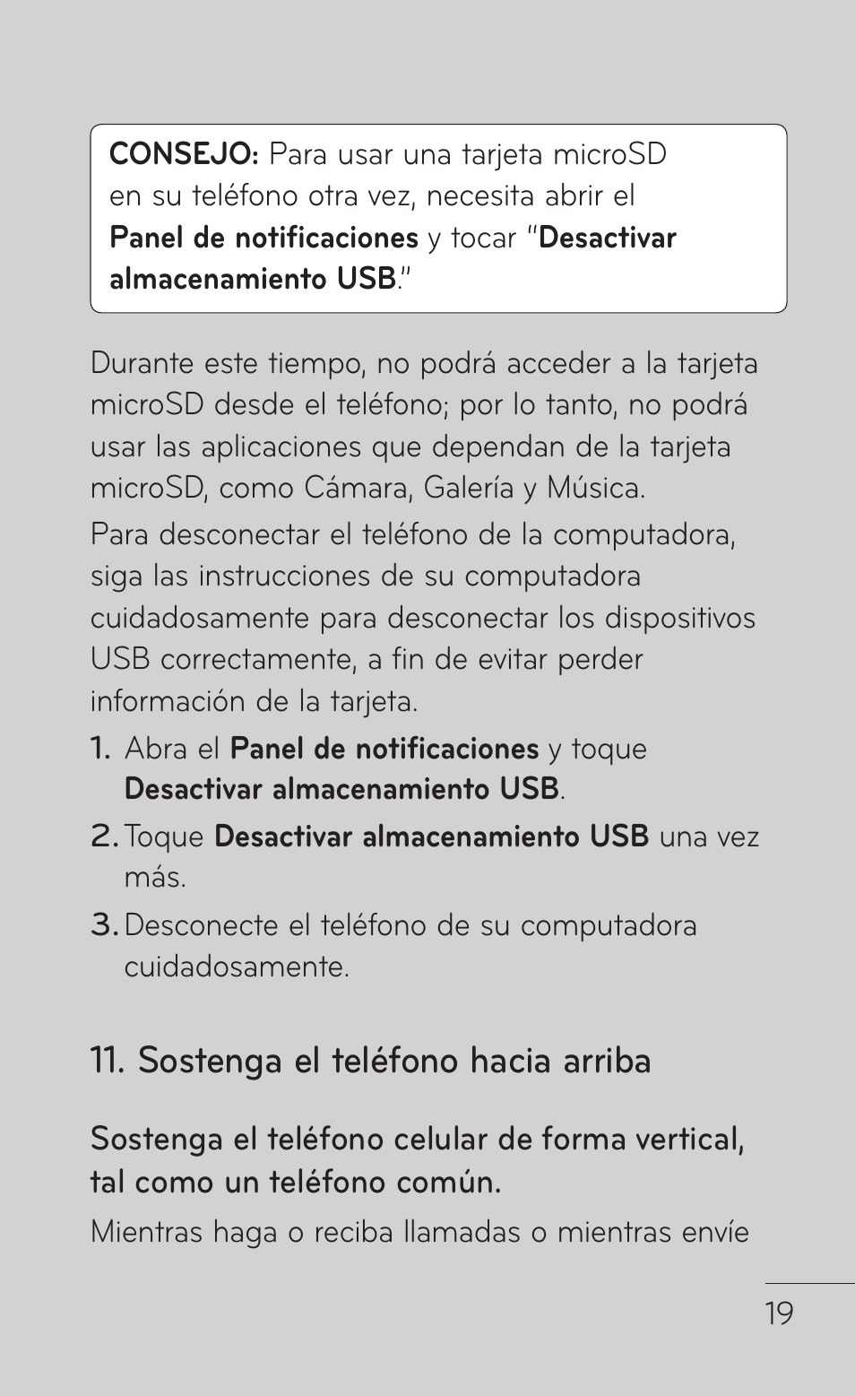 Sostenga el teléfono hacia arriba | LG LGP504 User Manual | Page 201 / 380