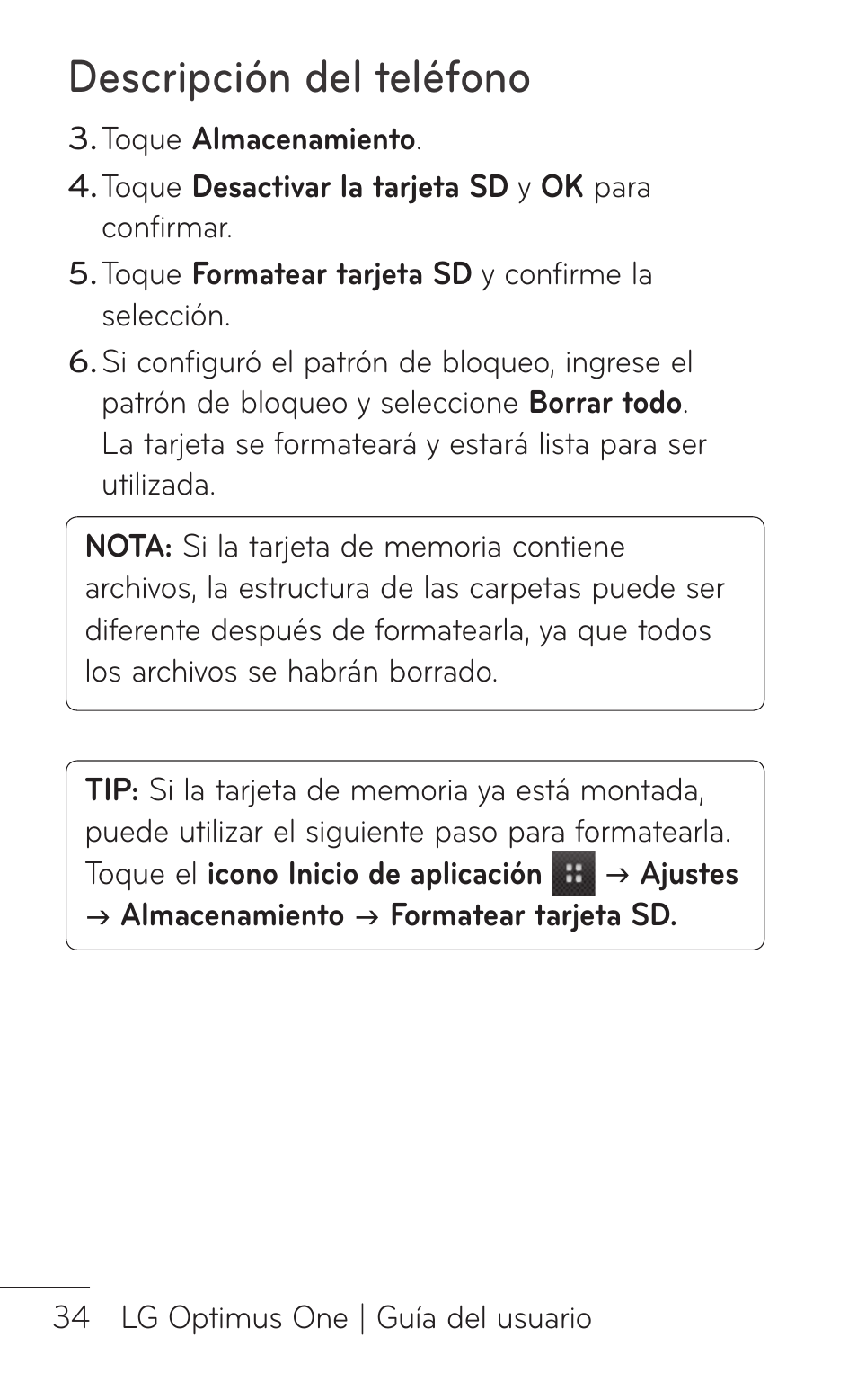 Descripción del teléfono | LG LGP504 User Manual | Page 216 / 380