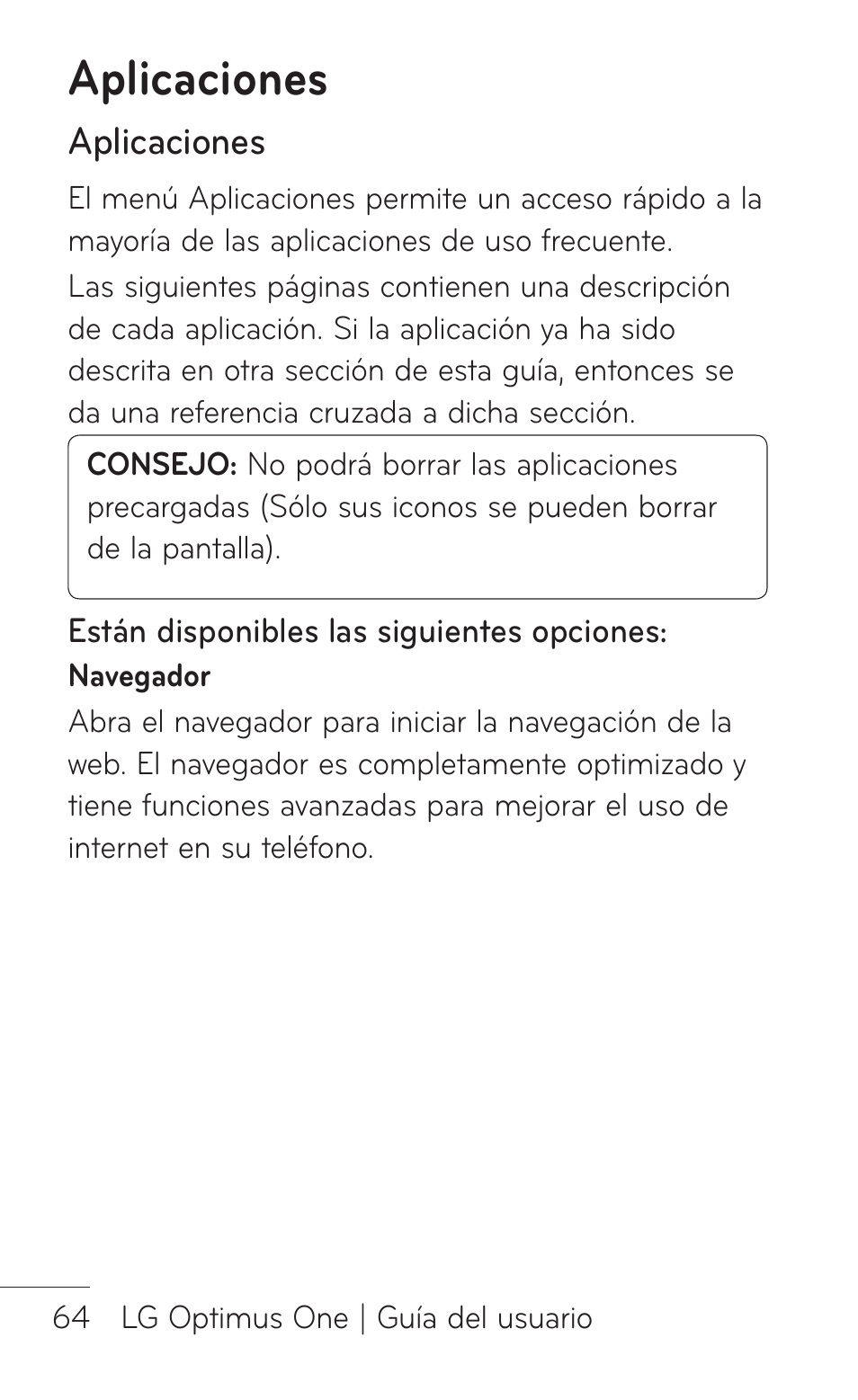 Aplicaciones | LG LGP504 User Manual | Page 246 / 380