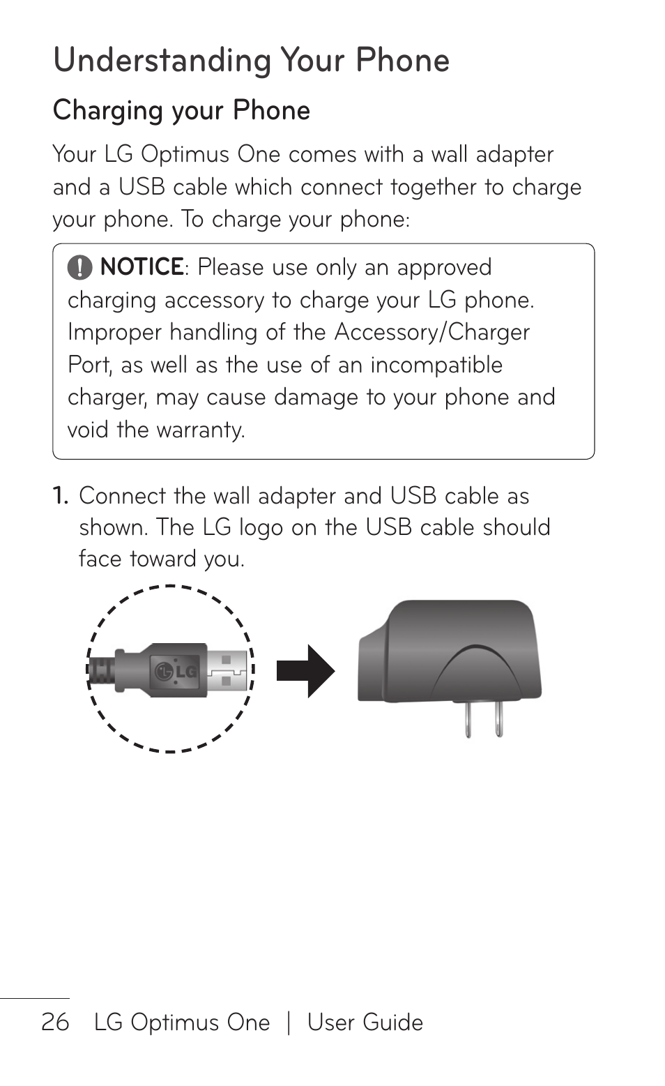 Charging your phone, Understanding your phone | LG LGP504 User Manual | Page 26 / 380