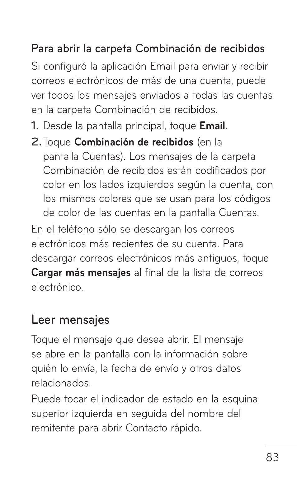 Leer mensajes | LG LGP504 User Manual | Page 265 / 380