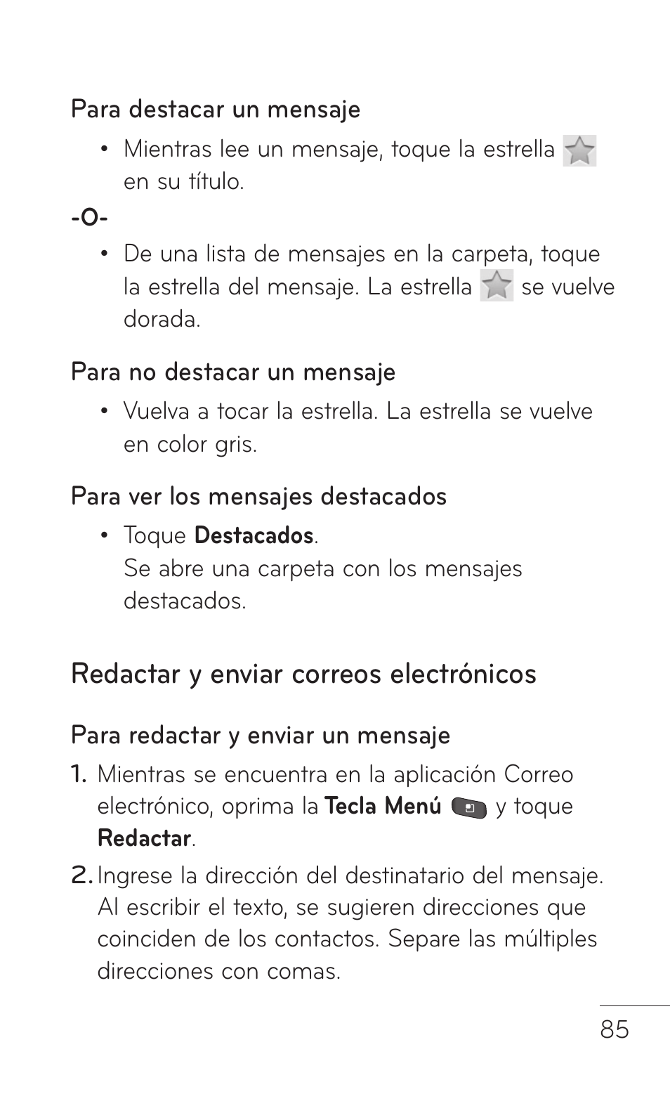 Redactar y enviar correos electrónicos | LG LGP504 User Manual | Page 267 / 380