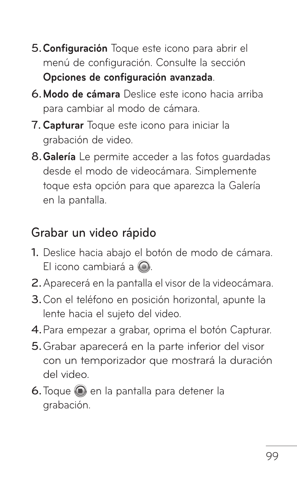 Grabar un video rápido | LG LGP504 User Manual | Page 281 / 380