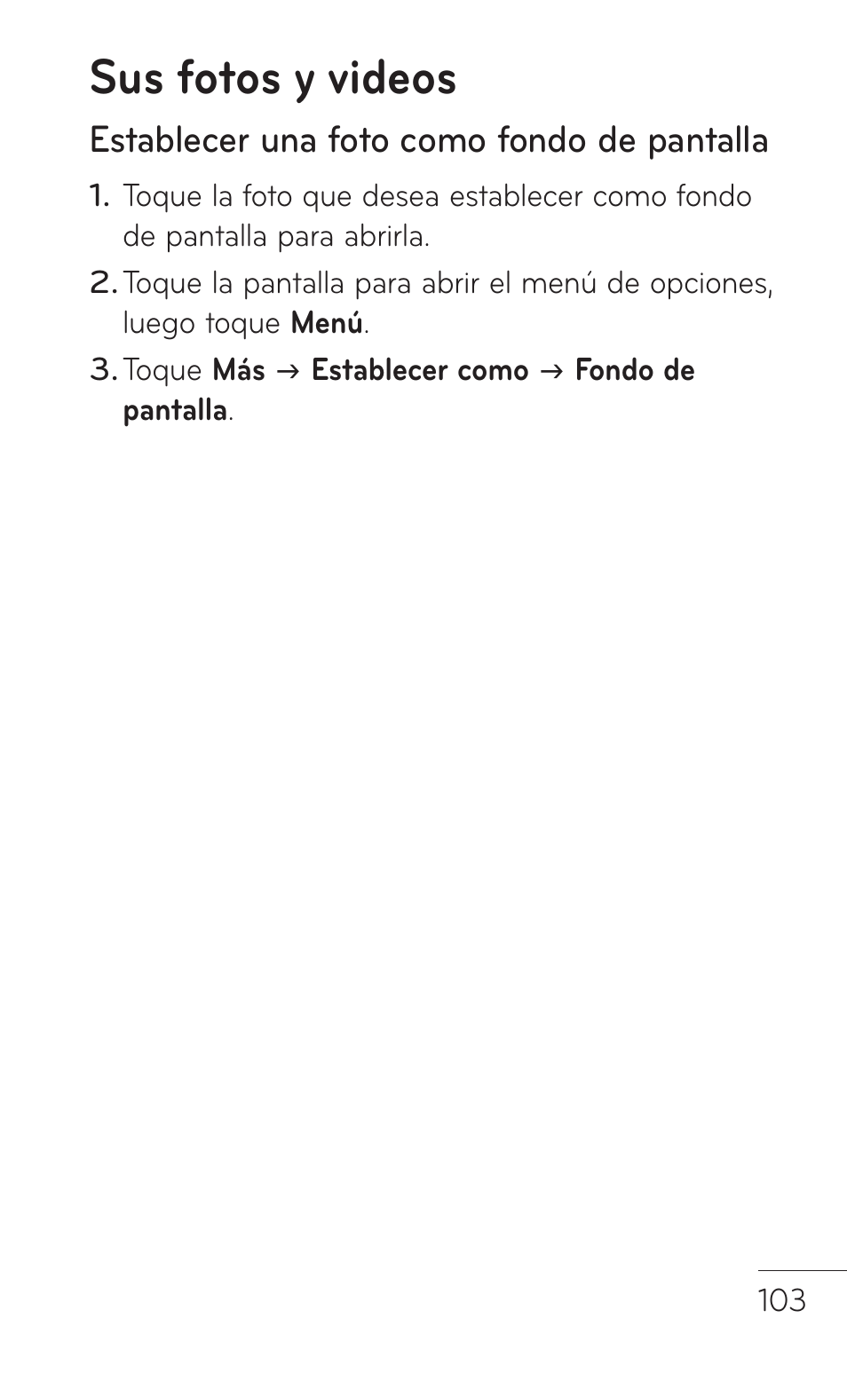 Sus fotos y videos, Establecer una foto como fondo de pantalla | LG LGP504 User Manual | Page 285 / 380