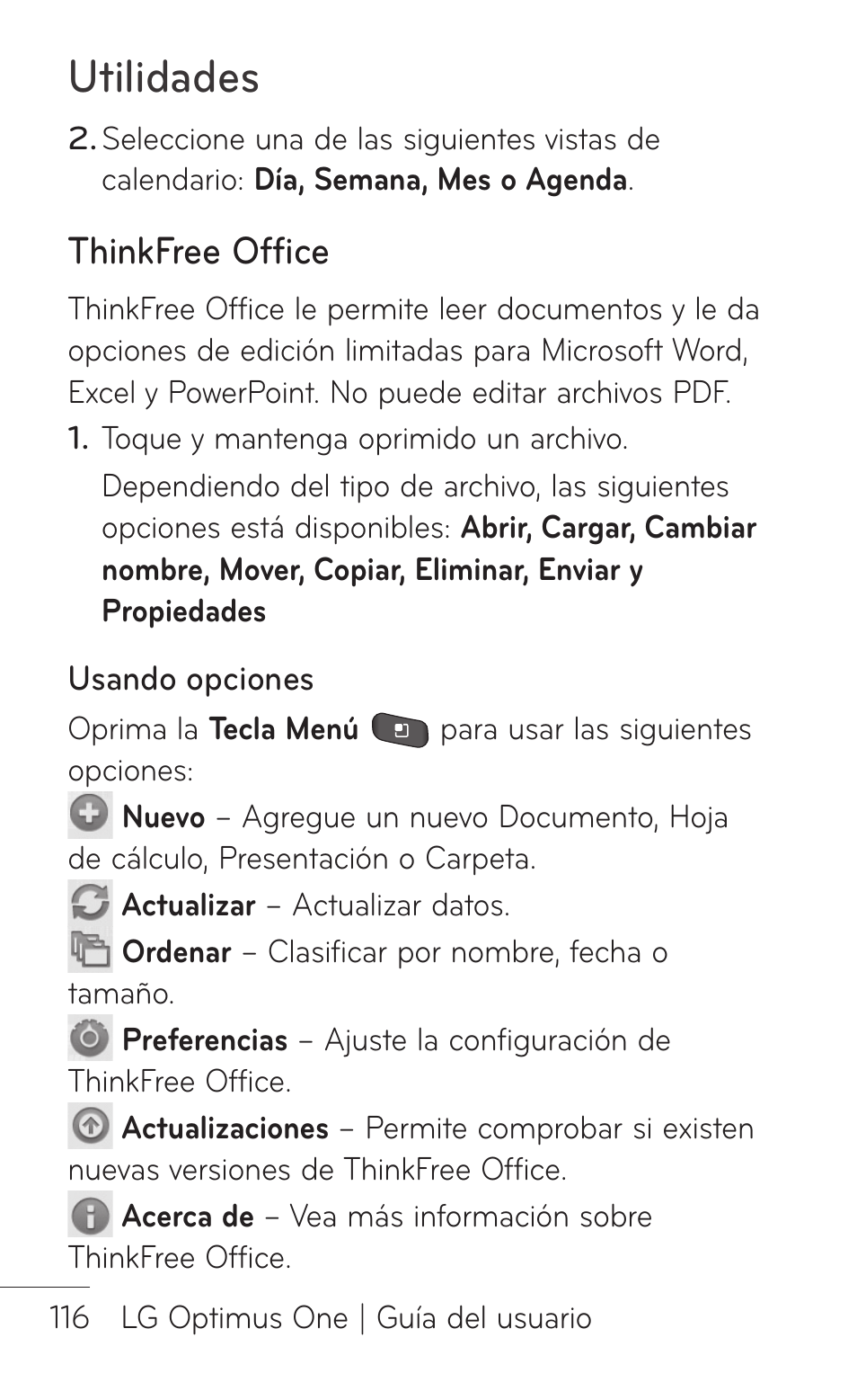 Thinkfree office, Utilidades | LG LGP504 User Manual | Page 298 / 380