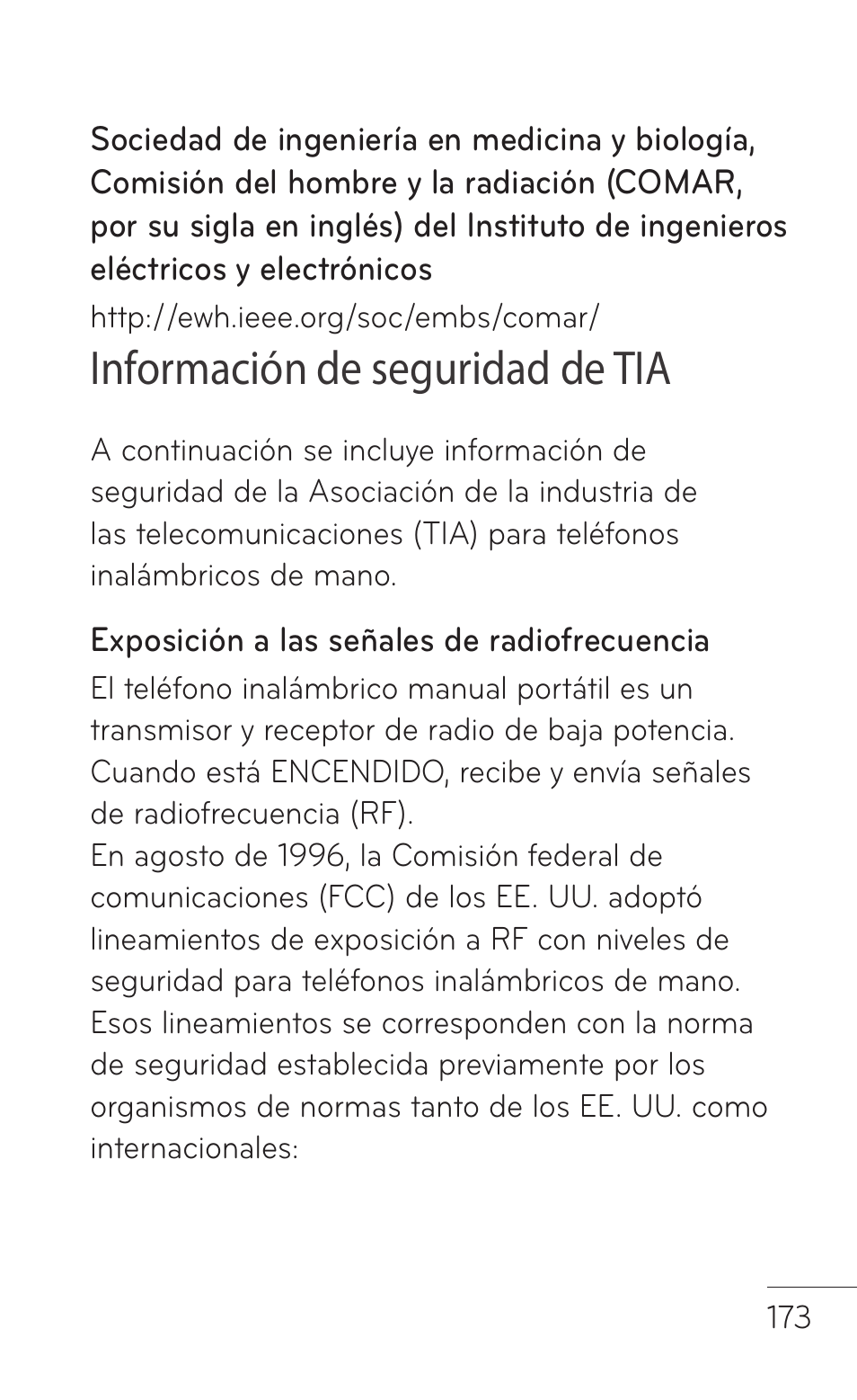 Información de seguridad de tia | LG LGP504 User Manual | Page 355 / 380